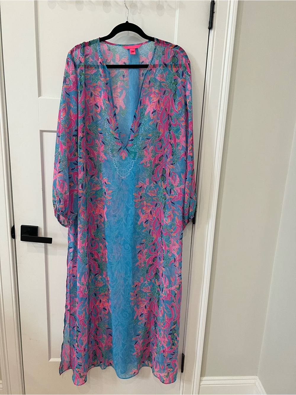 Lilly Pulitzer Sheer Maxi Cover-Up in Blue & Pink